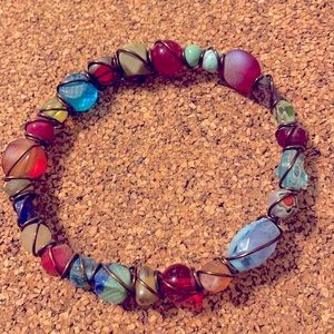 Large bangle wire wrapped bracelet